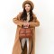 Geantă Emily Dark Caramel din piele ecologică cu 6 compartimente și 2 curele