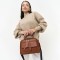 Geantă Emily Dark Caramel din piele ecologică cu 6 compartimente și 2 curele