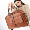 Geantă Emily Dark Caramel din piele ecologică cu 6 compartimente și 2 curele